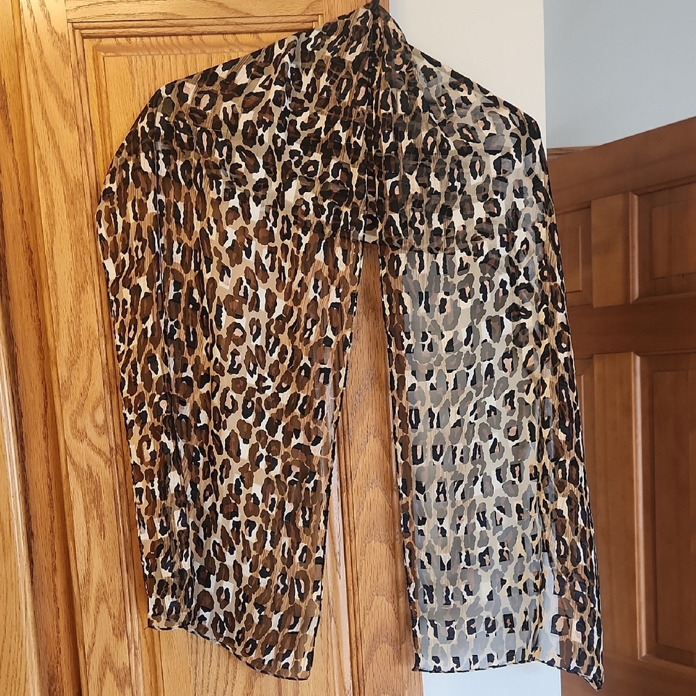 Leopard Print Lightweight Scarf - Brown & Black
